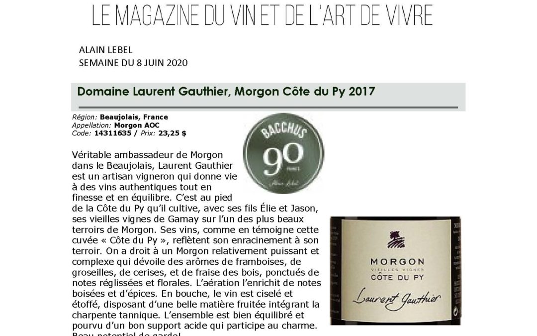 BACCHUS – MORGON CÔTE DU PY – LAURENT GAUTHIER – 09-06-2020